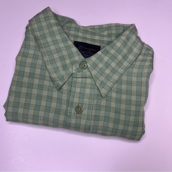 Indigo Palms‎ Tommy Bahama Linen Blend Green Checkered Short Sleeve Button Down - Picture 11 of 11